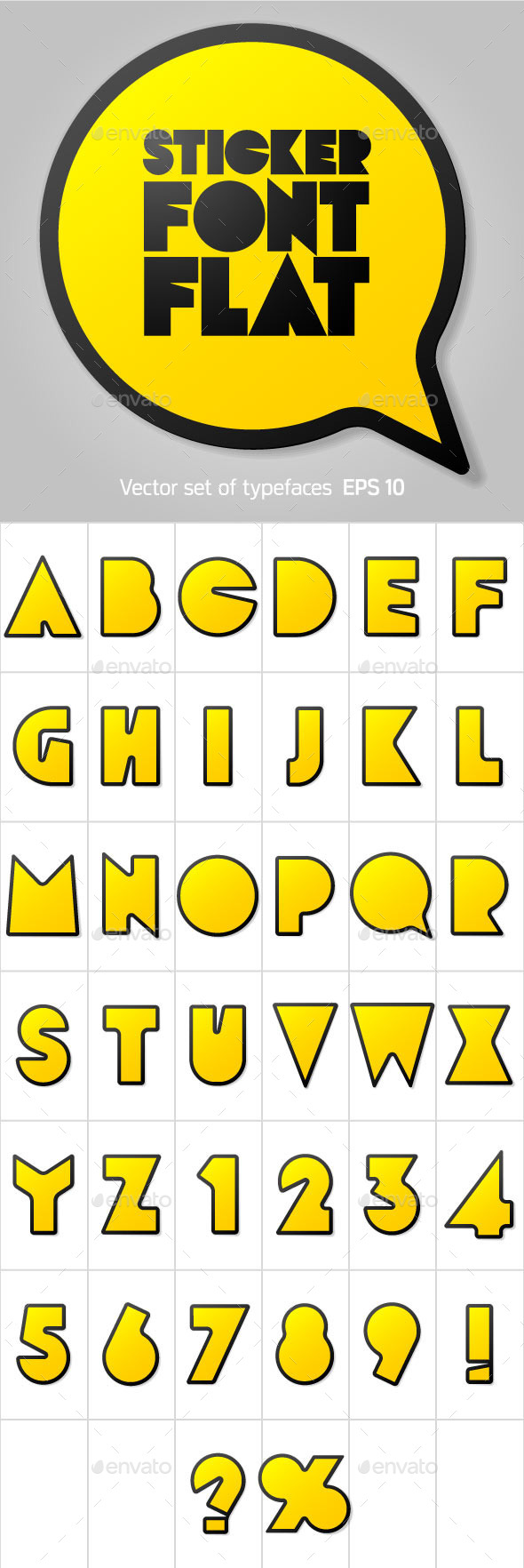 Alphabet in the Form of Stickers - Decorative Symbols Decorative