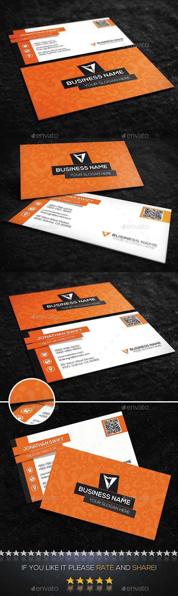 Orange Creative Corporate Business Card - Corporate Business Cards