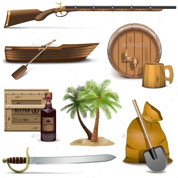 Pirate Icons Set 4 - Travel Conceptual