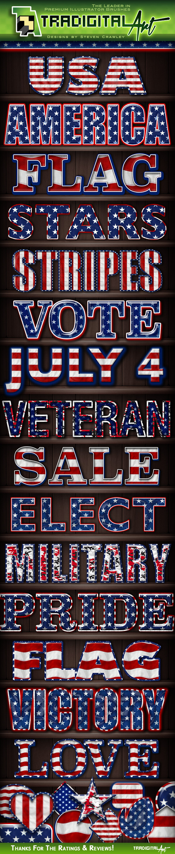 Stars & Stripes PS Styles - Text Effects Styles