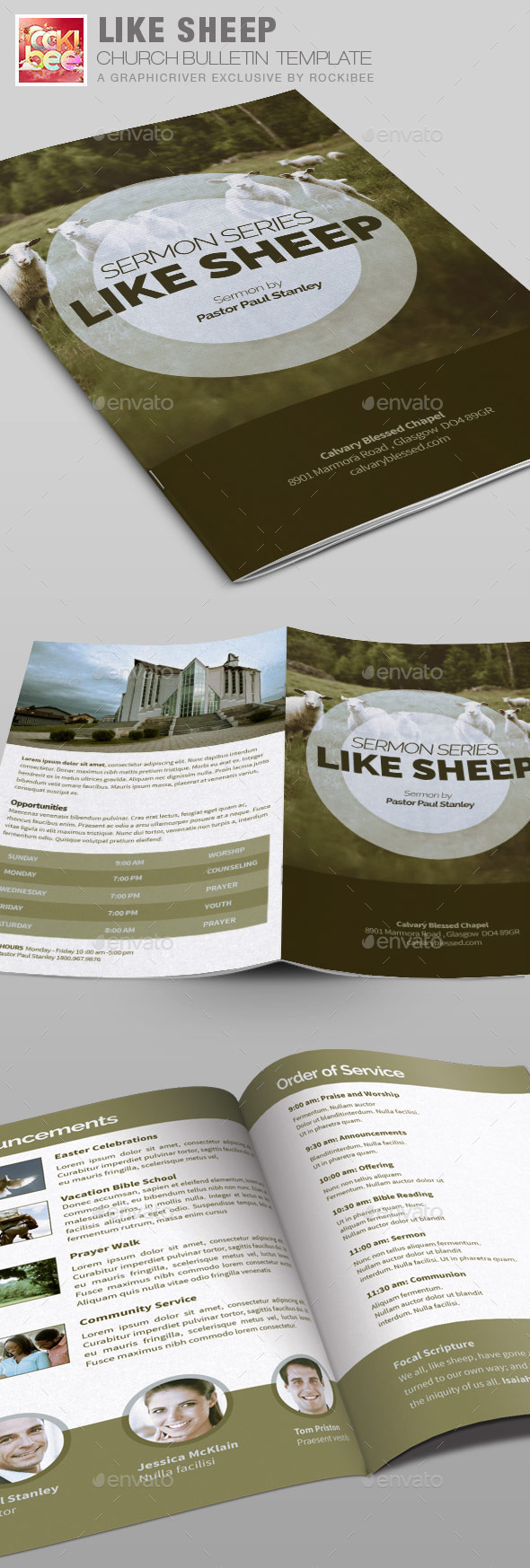 Like Sheep Church Bulletin Template - Informational Brochures