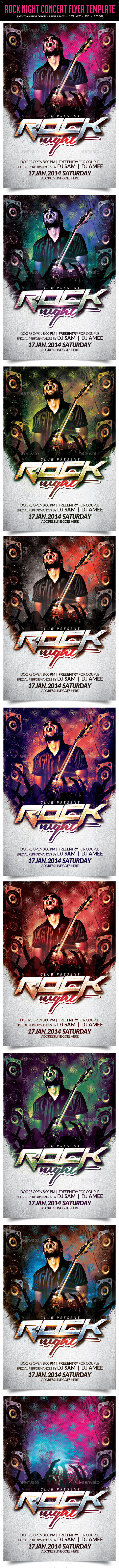 Rock Night Concert Flyer Template - Clubs & Parties Events