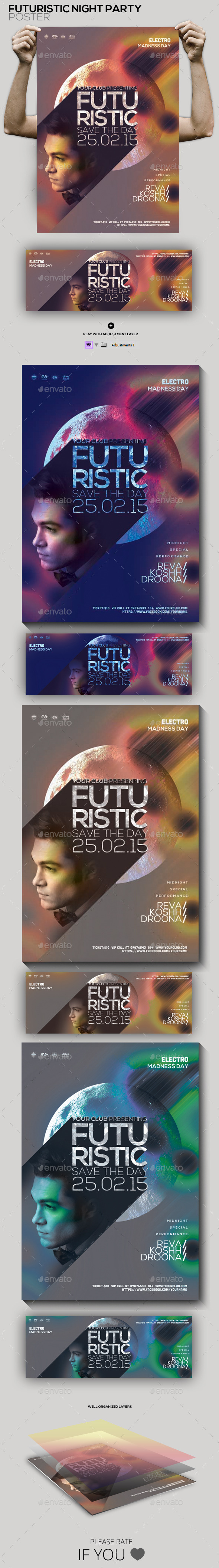 Futuristic Guest Dj Party Flyer/Poster - Clubs & Parties Events