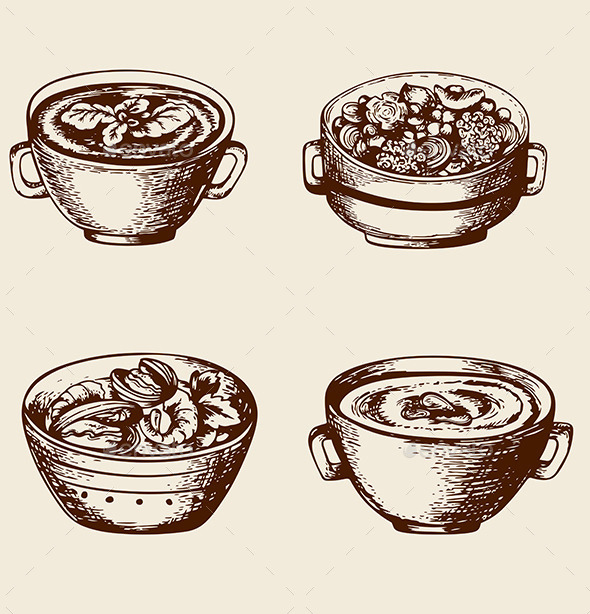 Soup From Seafood and Vegetables - Food Objects