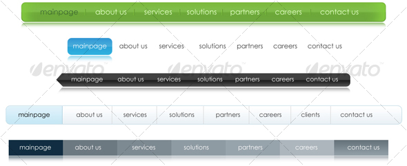 5 Different Colors Corporate Web 2.0 Menus - Navigation Bars Web Elements