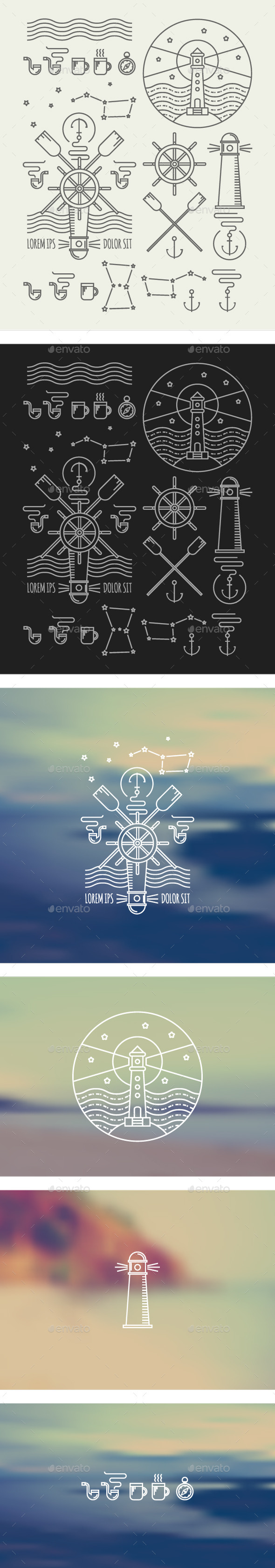 Set of Sea Themed Icons - Miscellaneous Vectors