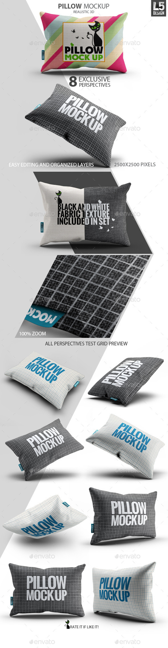 Fabric Pillow Mock-Up by L5Design | GraphicRiver