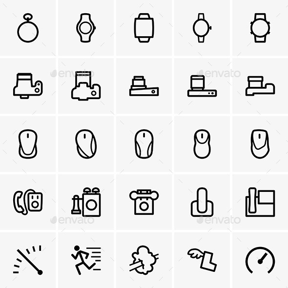 Watches, Cameras, Mouses, and Phones - Decorative Symbols Decorative