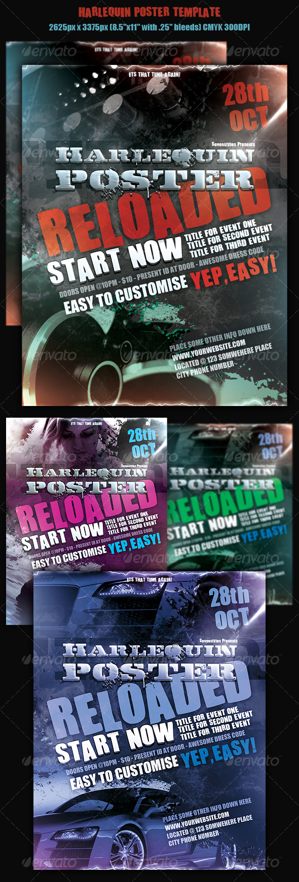 Harlequin Poster Template - Clubs & Parties Events