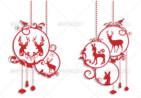 Christmas Balls With Deer - Christmas Seasons/Holidays
