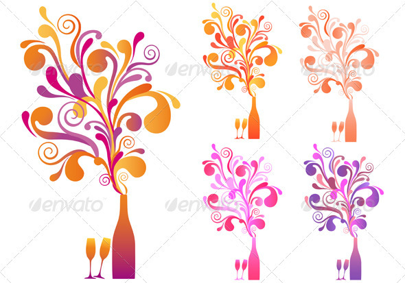 Champagne Bottle With Ornaments - New Year Seasons/Holidays