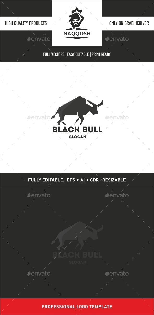 Black Bull Logo Template - Animals Logo Templates