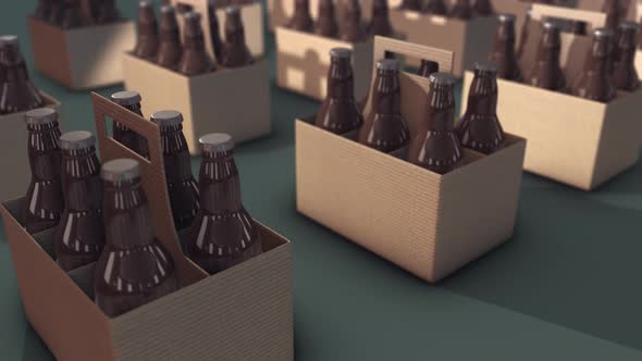 Beer Bottles In A Row Representation Of Beer Factory 4k alt