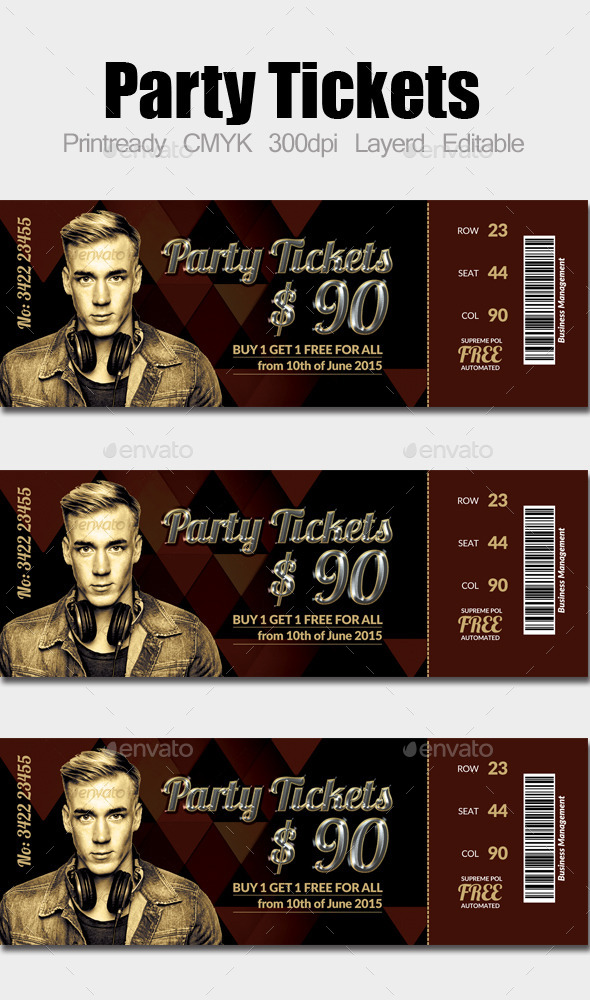 Concert Pass / Party Ticket - Birthday Greeting Cards