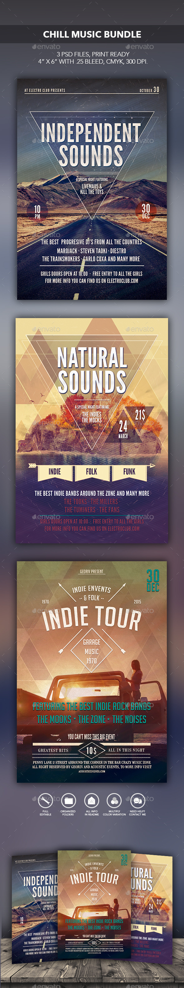 Chill Music Bundle - Flyers Print Templates
