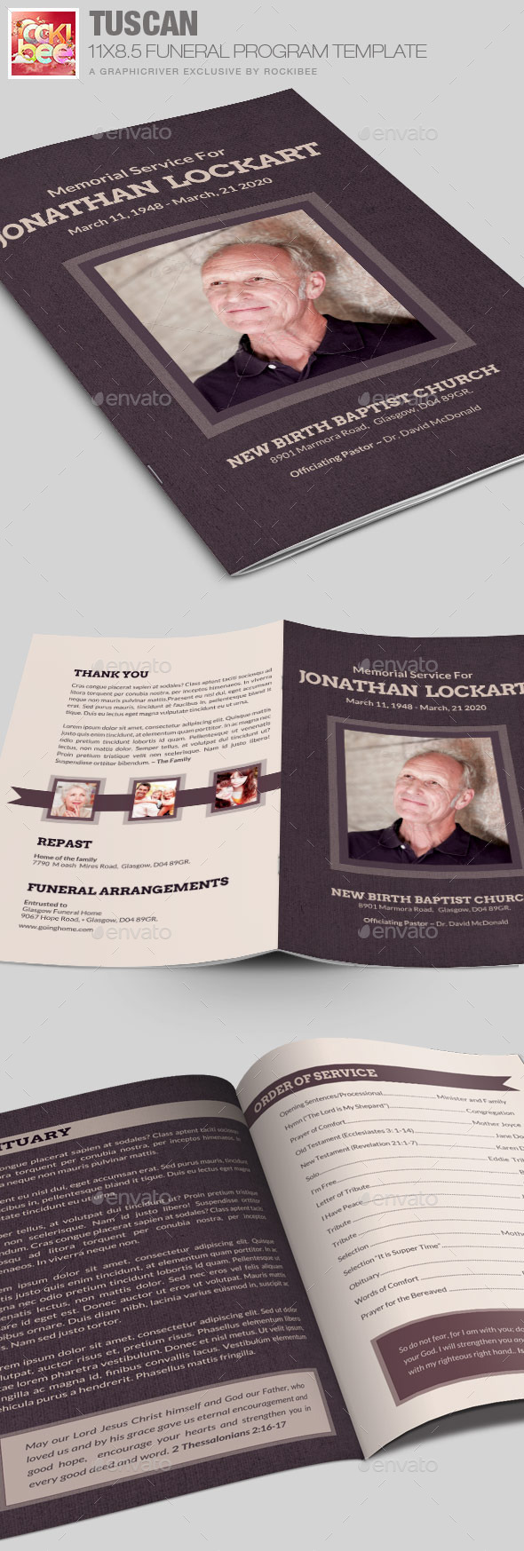 Tuscan Funeral Program Template - Informational Brochures