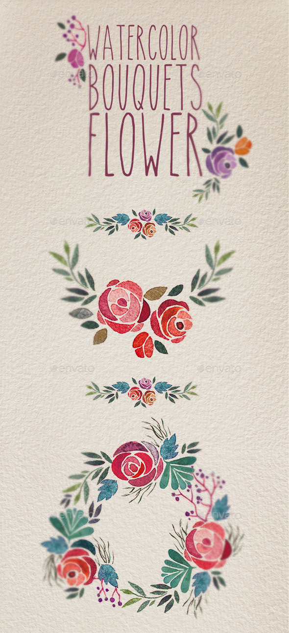 Watercolor bouquet flower - Patterns Decorative