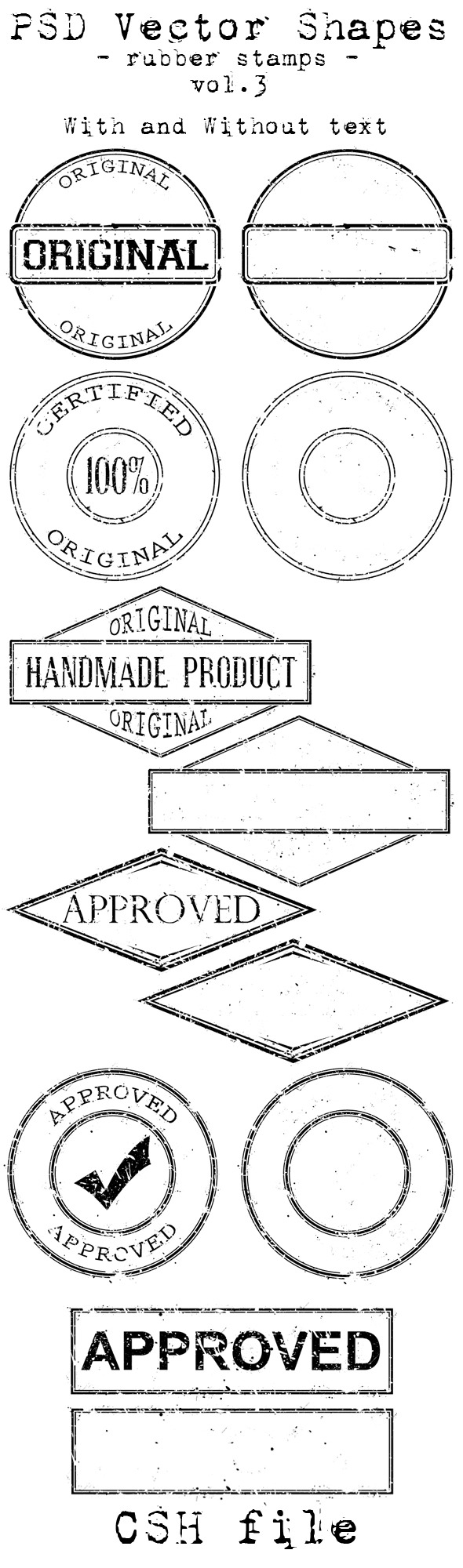 PSD Vector Shapes - Rubber Stamps - Vol 3. - Miscellaneous Shapes