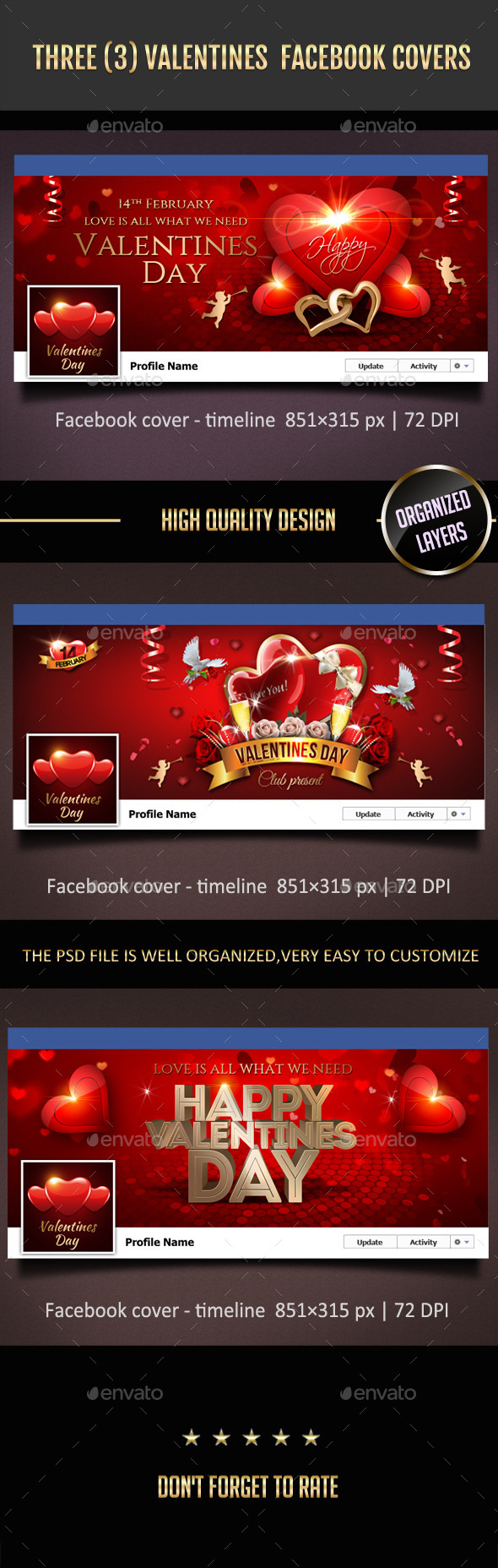 3 Valentines Day Facebook Covers