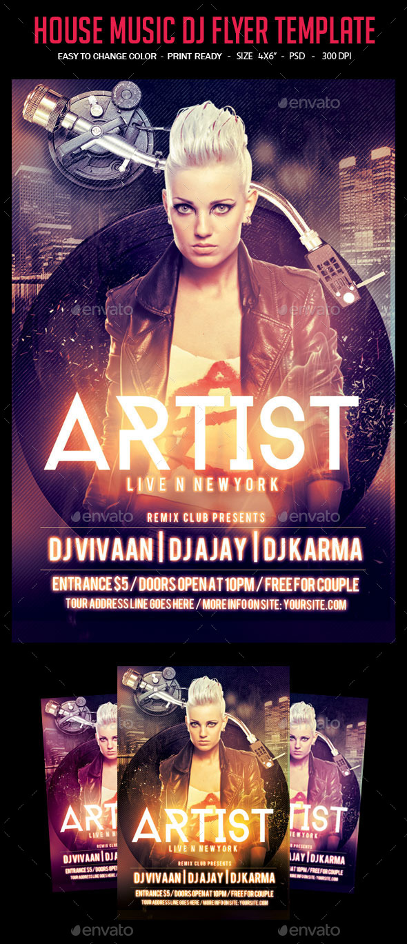 House Music DJ Flyer Template - Clubs & Parties Events