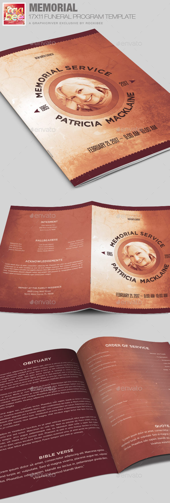 Memorial Funeral Program Template - Informational Brochures