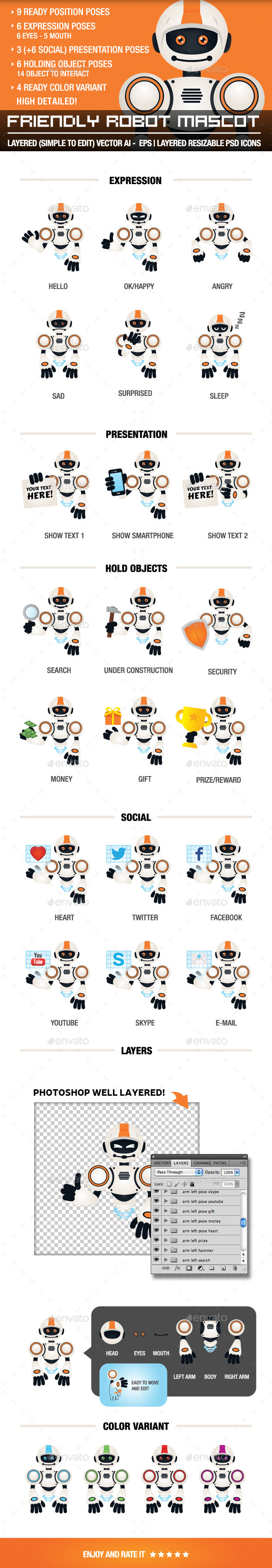 Friendly Robot Mascot - Miscellaneous Characters
