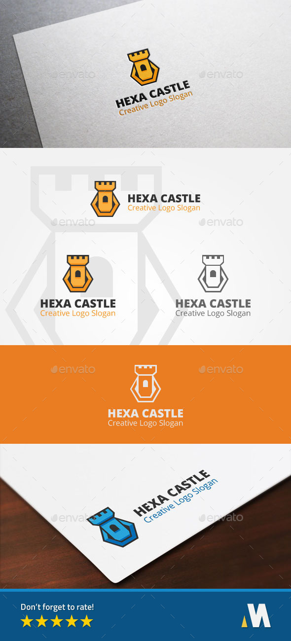 Hexagonal Castle or Hexa Fort - Symbols Logo Templates