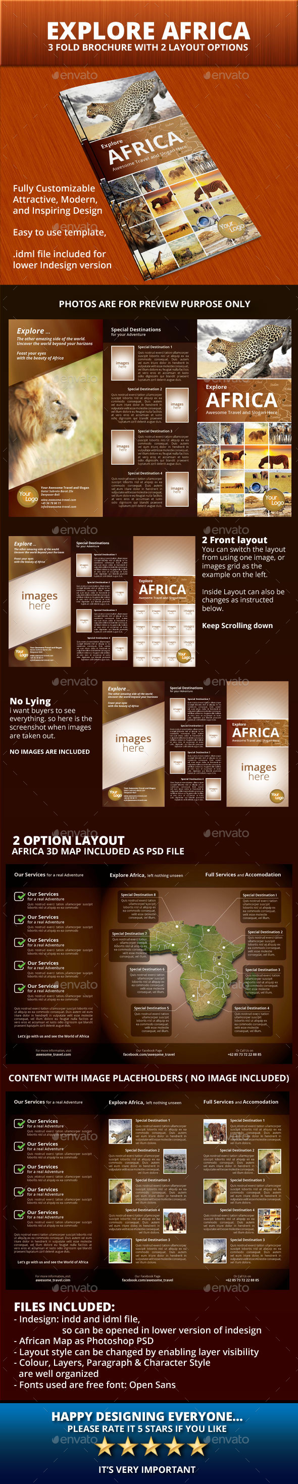 Explore Africa Trifold Brochure - Informational Brochures