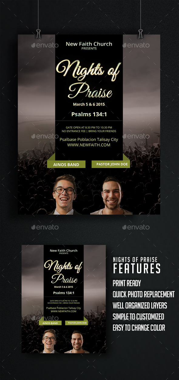 Nights of Praise Church Flyer - Church Flyers