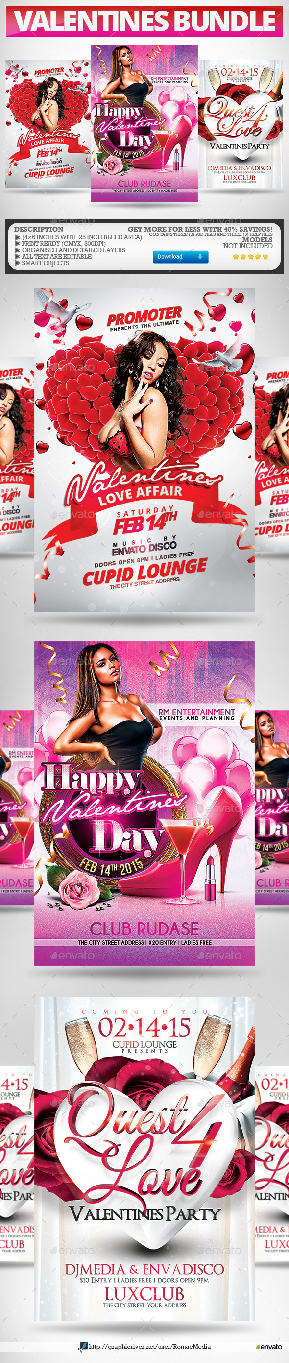 Valentines Party Flyers Super Bundle - Clubs & Parties Events