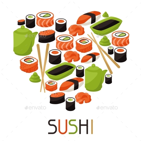 Background with Sushi - Food Objects