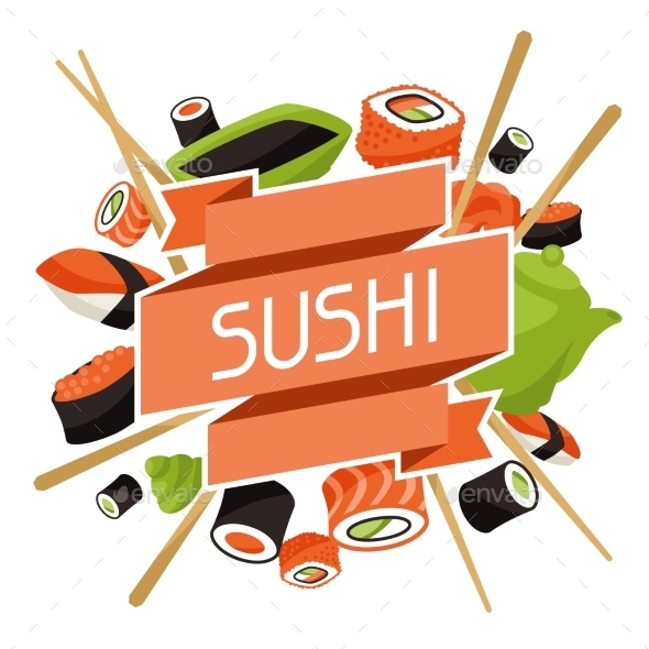 Background with Sushi - Food Objects