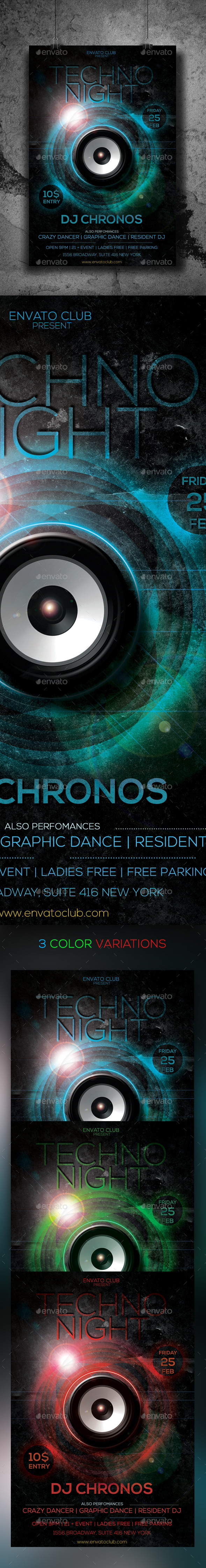 Techno Night Flyer - Clubs & Parties Events