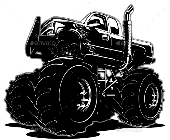 Cartoon Monster Truck - Man-made Objects Objects