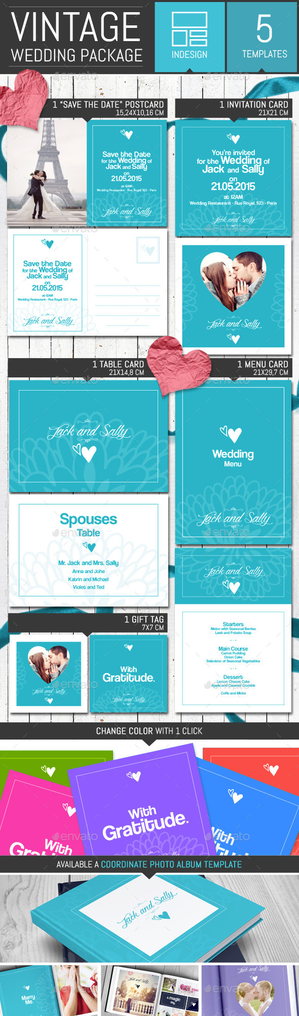 Vintage Wedding Invitation Pack Template - Weddings Cards & Invites