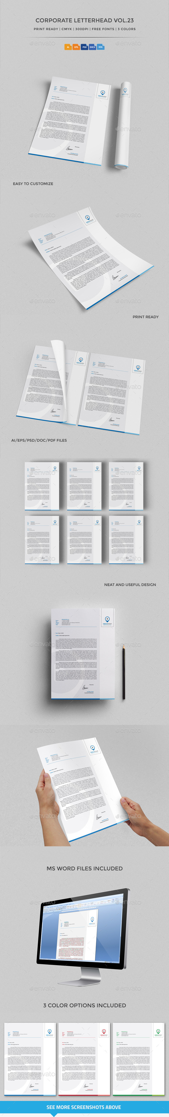 Corporate Letterhead vol.23 with MS Word DOC/DOCX - Stationery Print Templates