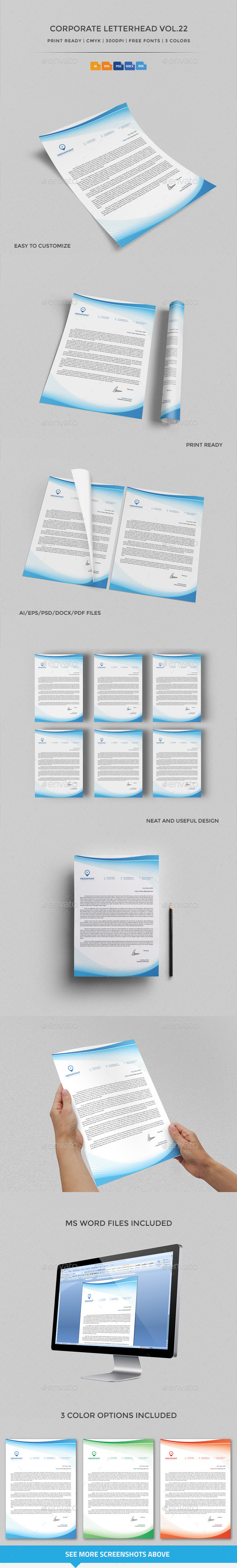 Corporate Letterhead vol.22 with MS Word DOC/DOCX - Stationery Print Templates