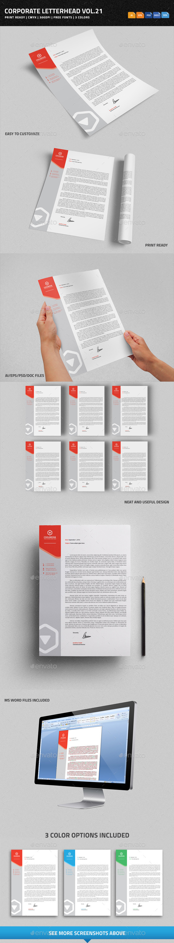 Corporate Letterhead vol.21 with MS Word DOC/DOCX - Stationery Print Templates