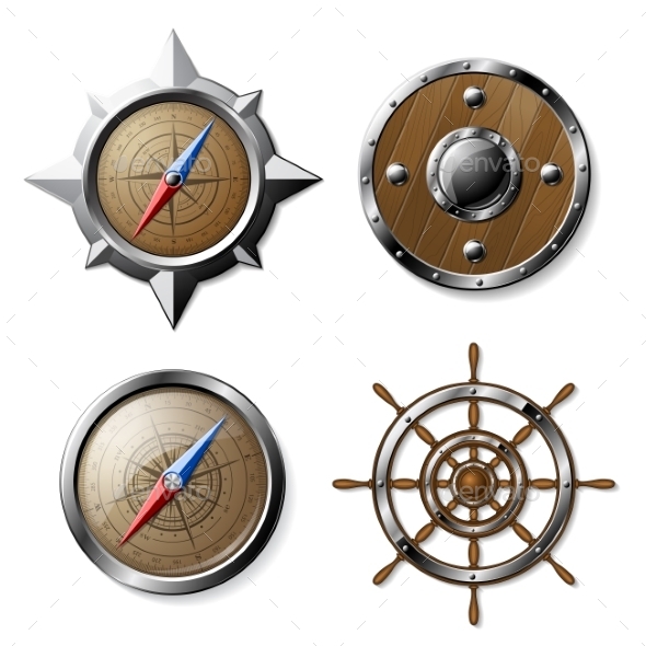 Set of Steel and Wooden Nautical Elements - Miscellaneous Vectors
