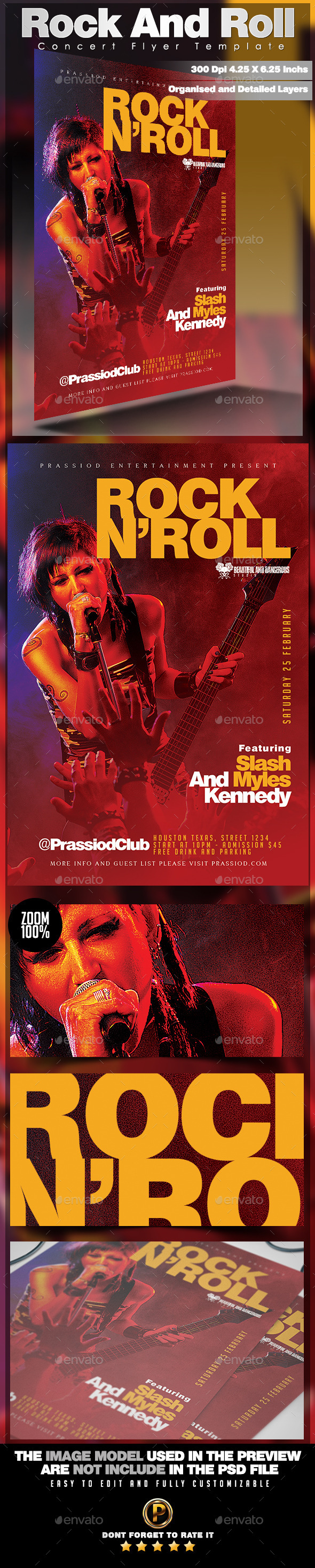 Rock And Roll Concert Flyer Template - Concerts Events