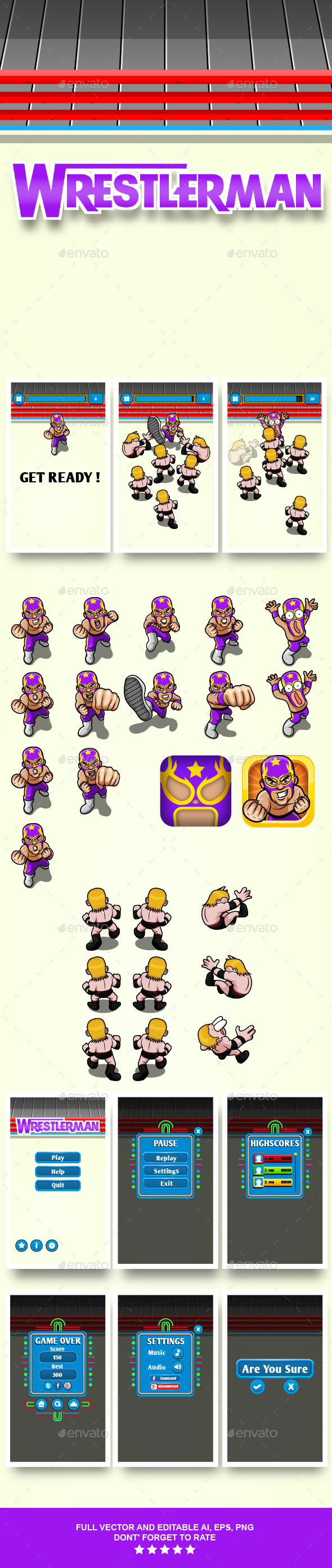 Game Assets Wrestler Man - Game Kits Game Assets