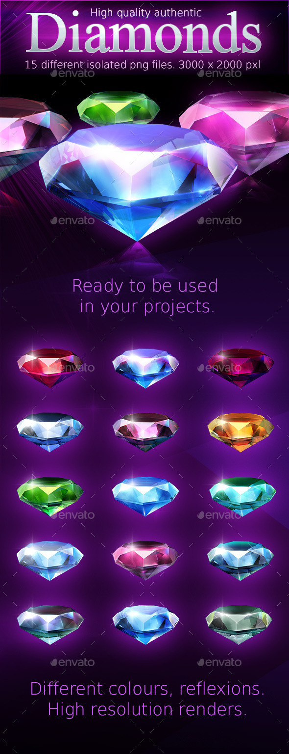 Various shiny diamonds - Isolated Objects
