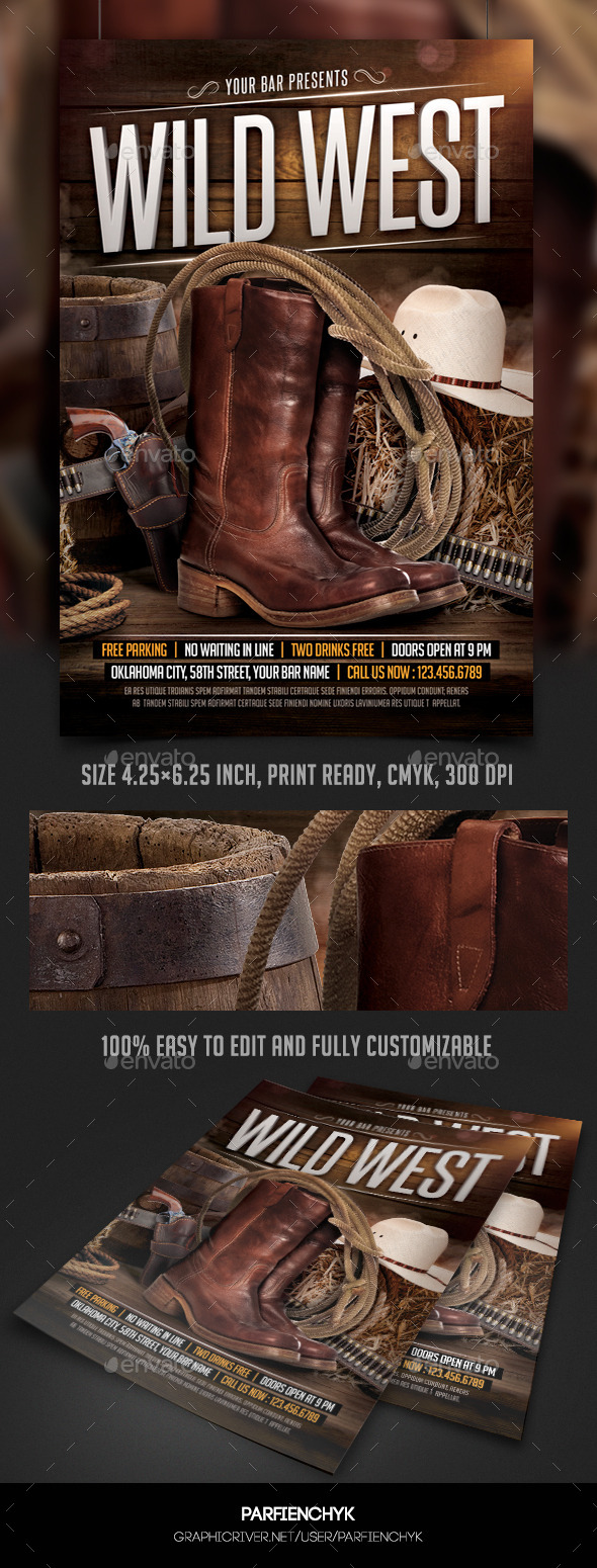 Wild West Flyer Template by Parfienchyk | GraphicRiver