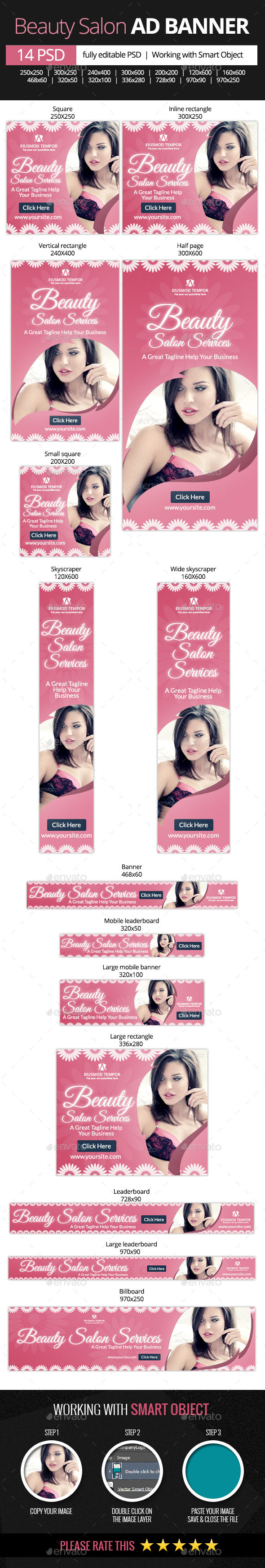 Beauty Salon web banners - Banners & Ads Web Elements