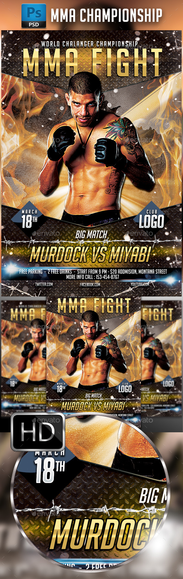 MMA Fighting Flyer Template #4 - Sports Events