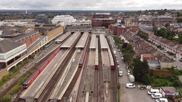 Aerial View of the Platforms of Wimbledon Station
