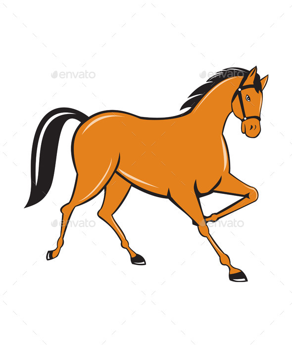 Horse Cantering Side Cartoon - Animals Characters