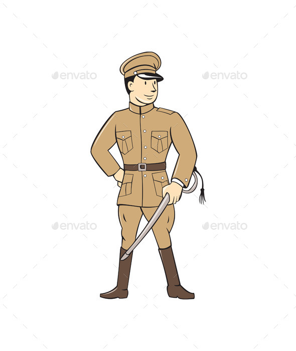 World War One British Officer Standing Cartoon - People Characters