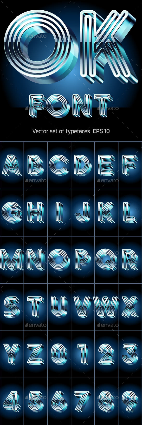 3D Alphabet from Metal Letters - Decorative Symbols Decorative