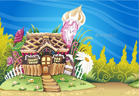 Fantasy Marzipan Sweets House Background - Food Objects